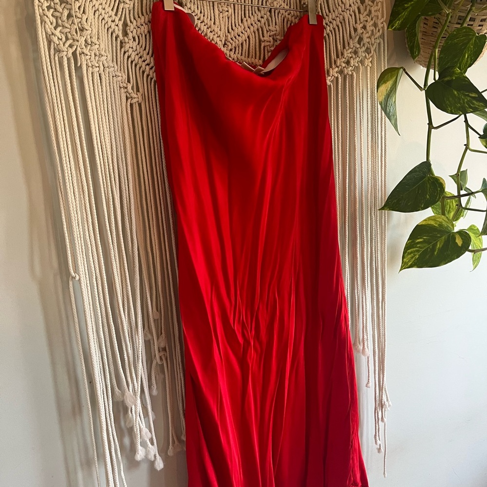 Anthropologie Vibrant Red Maxi Skirt
